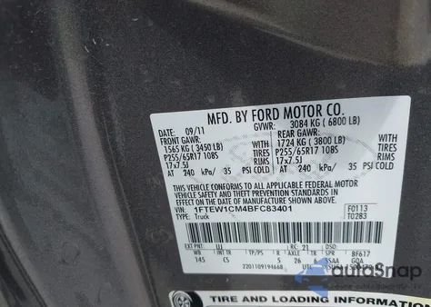 2011 Ford F-150 Xl z USA, uszkodzony, nr VIN 1FTEW1CM4BFC83401